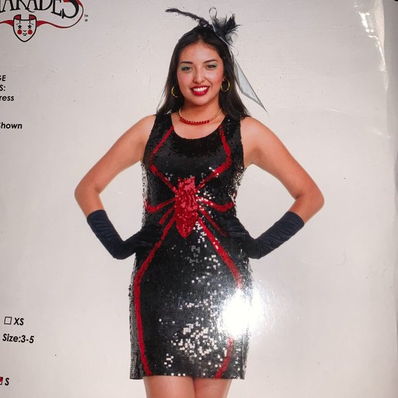 Sexy Sequin Spider Fancy Dress Halloween Costume Dress Avail. sizes XS/S/M - Picture 2 of 7